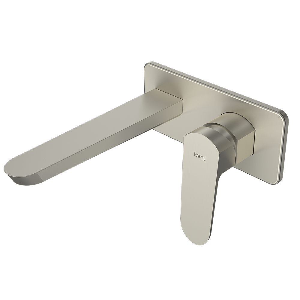 Parisi Loom Wall Mixer with 180mm Spout on Plate - Brushed Nickel