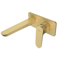 Parisi Loom Wall Mixer with 180mm Spout on Plate - Brushed Brass
