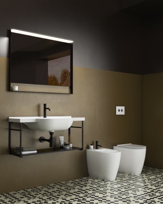 MODE Senzabrida Floor Mounted Toilet Pan & Soft Close Seat Kit - WHITE