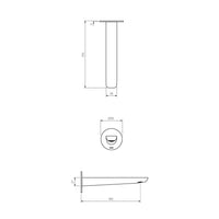 Parisi Slim II Wall Bath Spout 190mm - Brushed Nickel