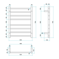 Thermorail SR23M Straight Round Ladder Heated Towel Rail 530 x 700mm