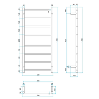 Thermorail SR27M Straight Round Ladder Heated Towel Rail 530 x 1120mm