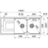 Urban Fragranite Polar White Double Bowl Sink w/ Drainer