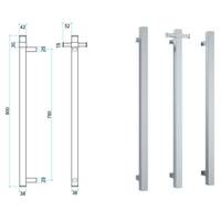 Thermogroup Square Single Vertical Bar 12V Polished Stainless Steel 900mm