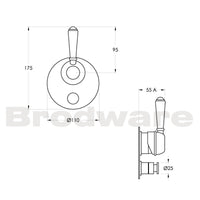 Brodware Neu England Wall Diverter Mixer Chrome - Metal Lever 1.8048.05.3.G1