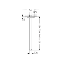 Argent Ceiling Dropper Arm with Round Flange 150mm - Chrome