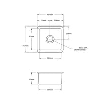 Turner Hastings Cuisine 46x46 Inset - Undermount Fine Fireclay Sink - Matte Black