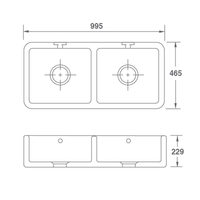 Shaws Double Bowl 1000 Fireclay Butler Sink