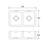 Shaws Double Bowl 800 Fireclay Butler Sink