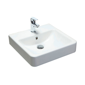 Argent Evo 450mm Square Wall Basin 1 Tap Hole - Gloss White