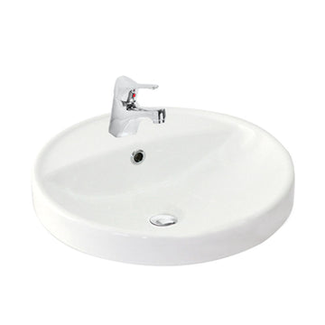 Argent Azure 450mm Round Counter Top Basin 1 tap Hole - Gloss White
