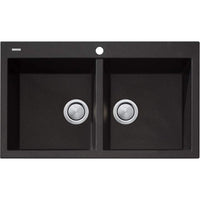 OLIVERI Santorini Black Double Bowl Topmount Sink | The Source - Bath • Kitchen • Homewares