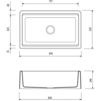 Oliveri Santorini Black Farmhouse Undermount Sink - ST-BL1584U