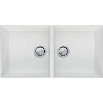 OLIVERI Santorini White Double Bowl Undermount Sink | The Source - Bath • Kitchen • Homewares