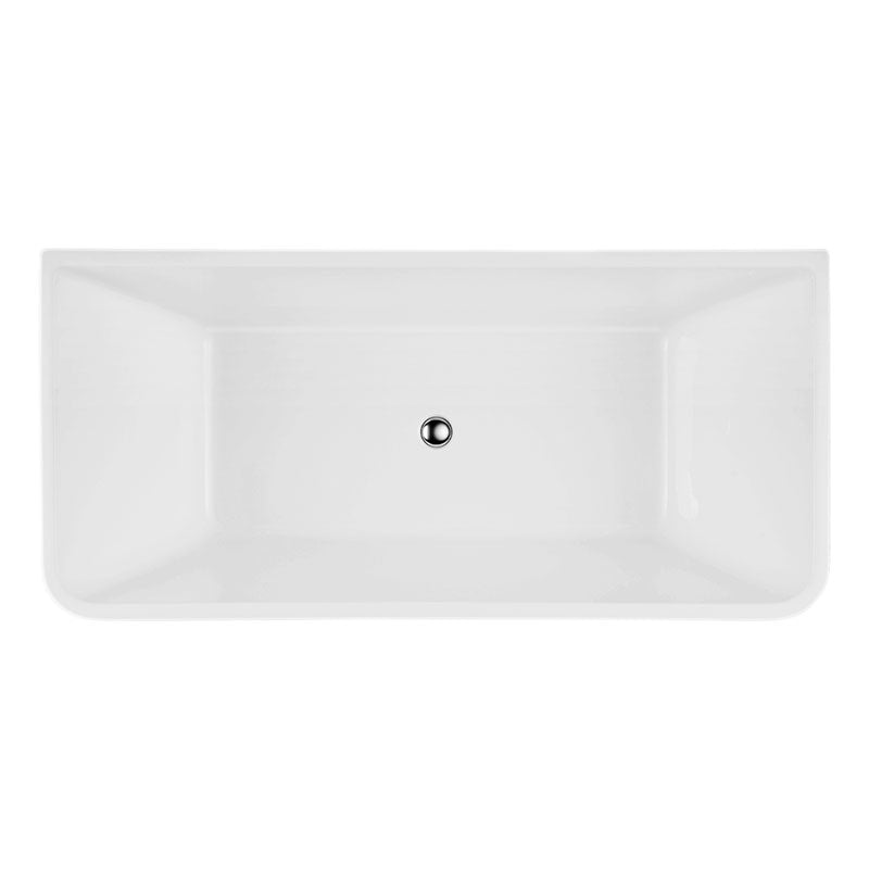 Argent Vista 1700mm Back To Wall Acrylic Freestanding Bath With Overflow - Gloss White