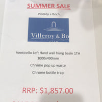 V&B Venticello Left Hand wall hung Basin