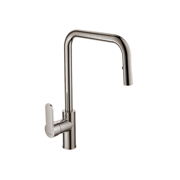 Argent Mirra Square Gooseneck Kitchen Mixer Pull Out Aerator - Brushed Nickel