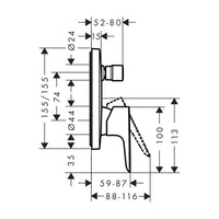 Hansgrohe Talis E Single Lever Bath-Shower Diverter Mixer - Chrome