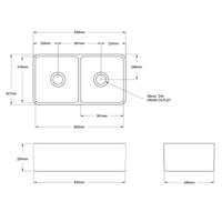 Turner Hastings Novi 85 x 46 Fine Fireclay Butler Sink Matte Black