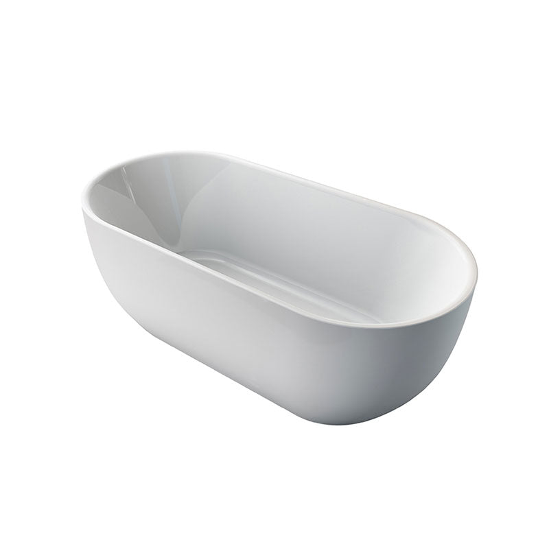 Argent Nova 1700mm Acrylic Oval Freestanding Bath With Overflow - Gloss White