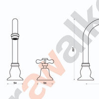 Astra Walker Olde English Basin Set With Swarovski Crystal Cross Handles