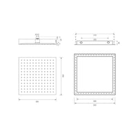 Parisi Quadro Ceiling Shower 300mm - Polished Stainless Steel