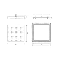 Parisi Quadro Ceiling Shower 400mm - Polished Stainless Steel