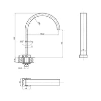 Parisi Quadro Curved Swivel Hob Spout