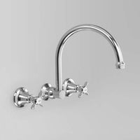 Astra Walker Olde English Wall Bath Set With 260mm Swivel Spout, Cross Handles