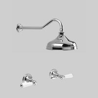 Astra Walker Olde English Shower Set With 200mm Rose, White Porcelain Lever Handles