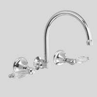 Astra Walker Olde English Wall Bath Set With 260mm Swivel Spout, Swarovski Crystal Lever Handles