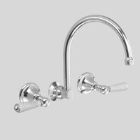 Astra Walker Olde English Wall Bath Set With 260mm Swivel Spout, Crackle Porcelain Lever Handles