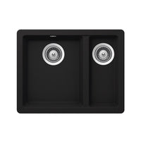 Abey SCHOCK Quadro Topmount-Undermount 1 & 1-2 Bowl Sink - Onyx