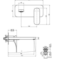 Fima Quad Wall Mounted Basin Mixer 212mm - Chrome