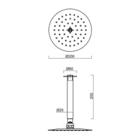 Gareth Ashton 200mm Round Vertical Shower Drop - 316 Stainless Steel