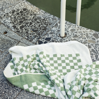 BAINA Roman Organic Cotton (Pool) Towel in Sage & Chalk