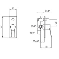 Studio Bagno Pop Shower Mixer with Diverter - Brushed Nickel