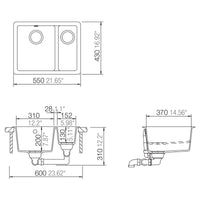 Abey SCHOCK Quadro Topmount-Undermount 1 & 1-2 Bowl Sink - Concrete