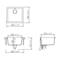 Abey SCHOCK Quadro Topmount-Undermount Single Bowl Sink - Concrete
