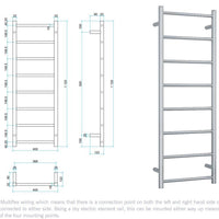 Thermorail SR17M Straight Round Ladder Heated Towel Rail