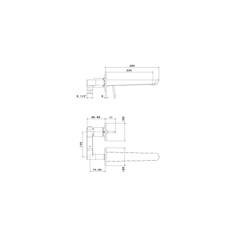 Parisi O'Rama Wall Mixer with Spout Chrome with Matt Black Handle