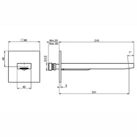 Fima Zeta Wall Mounted Bath Spout 215mm - Chrome