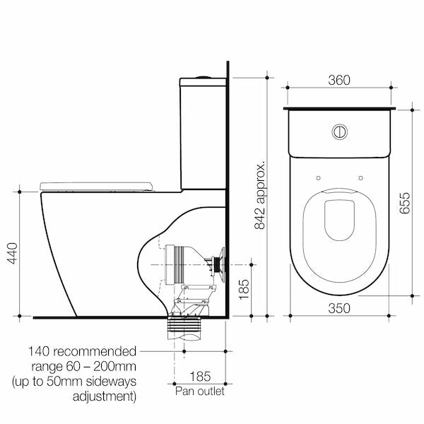 Urbane II CleanFlush® Wall Faced Close Coupled Toilet Suite (Bottom Inlet) with GermGard®