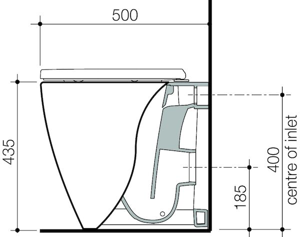 Urbane II Compact Cleanflush® Wall Faced Back Inlet Pan - with GERMGARD®
