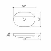 Liano II 600mm Pill Inset Basin with Tap Landing (0 Tap Hole)