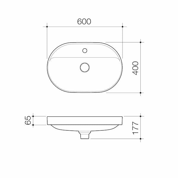 Liano II 600mm Pill Inset Basin with Tap Landing (1 Tap Hole) - Matte Pink (Special Order)