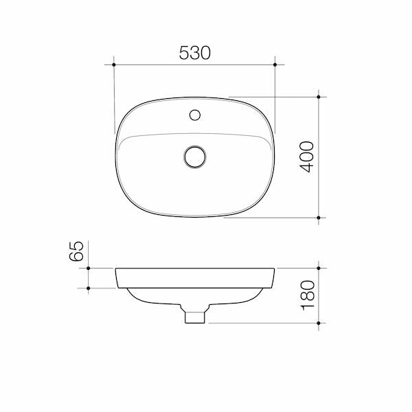 Contura II 530mm Inset Basin with Tap Landing (1 Tap Hole)