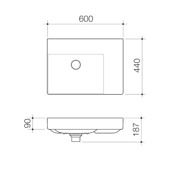 Urbane II Right Hand Shelf Wall Basin (No Tap Hole)