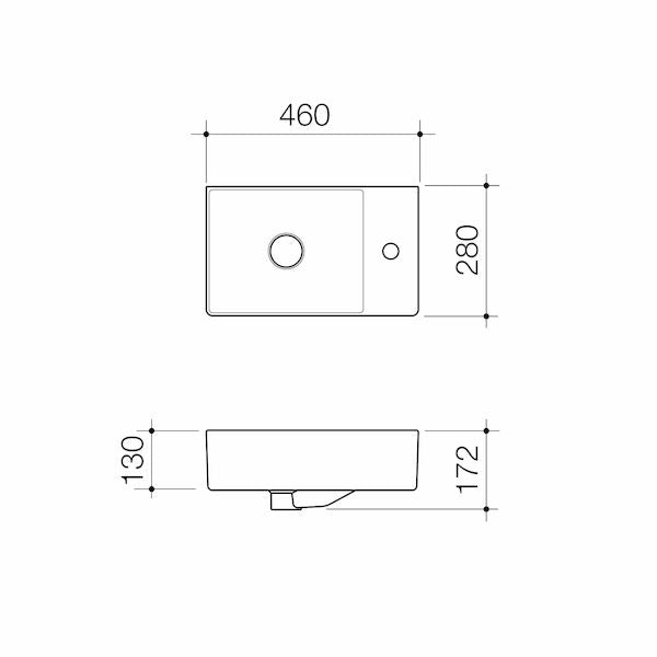 Urbane II Hand Wall Basin (1 Tap Hole)