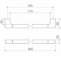 Urbane II Universal Rail Straight 800mm
